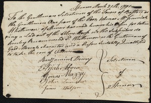 Sarah Man indentured to apprentice with Jeremiah Whittemore of Spencer, 7 April 1791