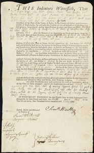 Henry Woodman indentured to apprentice with Samuel Hinckley of Brookfield, 20 April 1792
