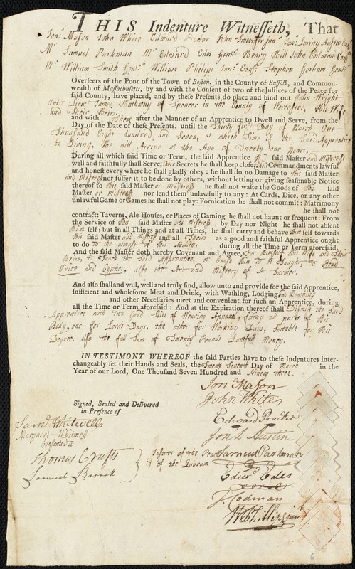 John Wright indentured to apprentice with James Hathway of Spencer, 27 March 1793