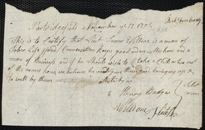 Mary Buckley indentured to apprentice with Samuel Wilcox of Partridgefield, 8 January 1793