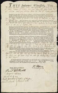 Charlotte Williams indentured to apprentice with Thomas Hopkins of Portland, 14 May 1793