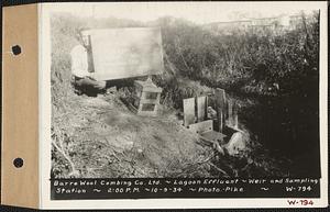 Lagoon effluent, weir and sampling station, Barre Wool Combing Co., Barre, Mass., 2:00 PM, Oct. 9, 1934