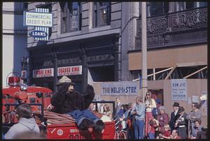 Smokey Bear in a parade, Tremont Street, Boston