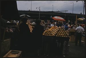 Street market with oranges and other fruit