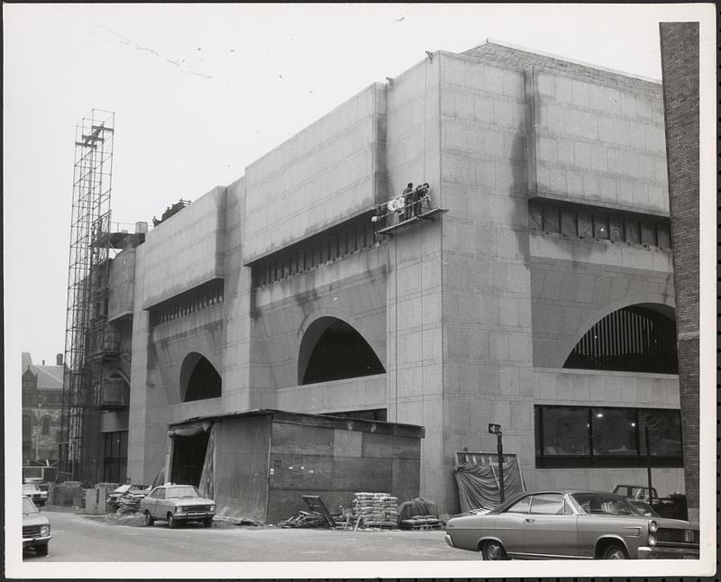 Construction of Boylston Building, Boston Public Library, view down