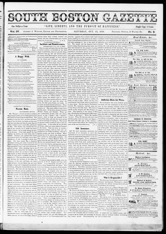 South Boston Gazette. October 13, 1849 - Digital Commonwealth