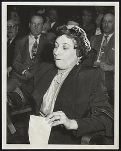 Lips Drawn Tight, Mrs. Edith Abber of Roxbury refused to tell about possible communist connections.