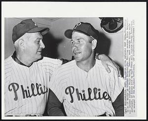 Maybe Rival Managers Next Year -- Everything is as it should be between Philadelphia Phillies manager Eddie Sawyer (left) and veteran infielder Solly Hemus. However, next season things maybe different, if rumors hold up that Hemus will replace Freddy Hutchinson as manager of the St. Louis Cardinals.
