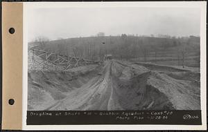 Contract No. 20, Coldbrook-Swift Tunnel, Barre, Hardwick, Greenwich, dragline at Shaft 10, Quabbin Aqueduct, Hardwick, Mass., Nov. 28, 1934