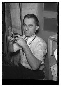 A man holding a camera