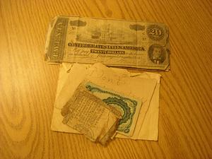Currency in Civil War diary