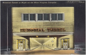 Memorial Tunnel at night on the West Virginia Turnpike
