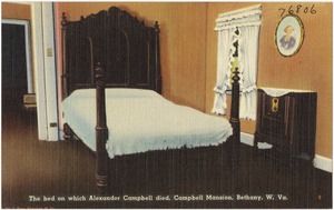 The bed on which Alexander Campbell died, Campbell Mansion, Bethany, W. Va.