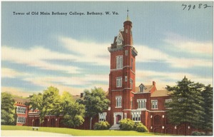 Tower of old main Bethany College, Bethany, W. Va.