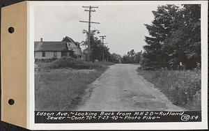 Contract No. 70, WPA Sewer Construction, Rutland, Edson Avenue, looking back from manhole 2D, Rutland Sewer, Rutland, Mass., Jul. 23, 1940