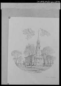 Old Lyme church Wedgwood plate drawing