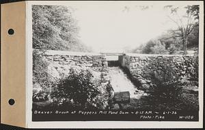 Beaver Brook at Pepper's mill pond dam, Ware, Mass., 8:15 AM, Jun. 1, 1936