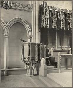 Boston, Emmanuel Church, interior, Lindsay Memorial Chapel, choir and pulpit