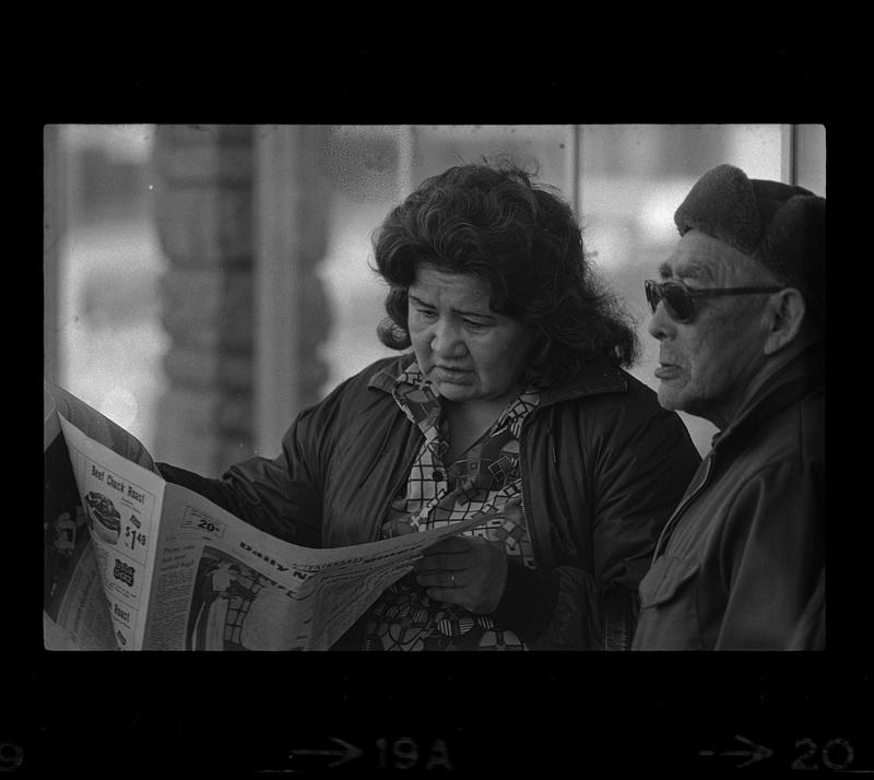 Woman reads the Fairbanks Daily NewsMiner, Fairbanks, Alaska Digital