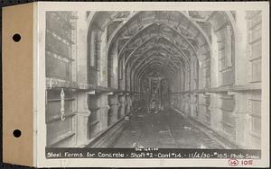 Contract No. 14, East Portion, Wachusett-Coldbrook Tunnel, West Boylston, Holden, Rutland, steel forms for concrete, Shaft 2, Sta. 164+00, Holden, Mass., Nov. 4, 1930