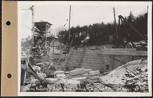 Contract No. 19, Dam and Substructure of Ware River Intake Works at Shaft 8, Wachusett-Coldbrook Tunnel, Barre, dam facing south end, Shaft 8, Barre, Mass., Nov. 30, 1929