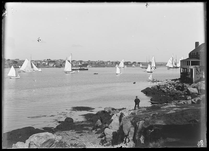 Man standing by Marblehead Harbor