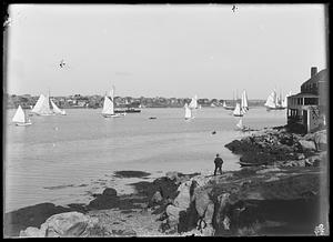 Man standing by Marblehead Harbor