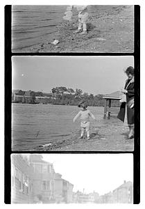 A child by the water, Maude Sanromá on the right