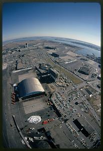 Logan Airport aerial view with full-frame fisheye lens