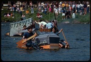 Harvard raft race on Charles River, Cambridge