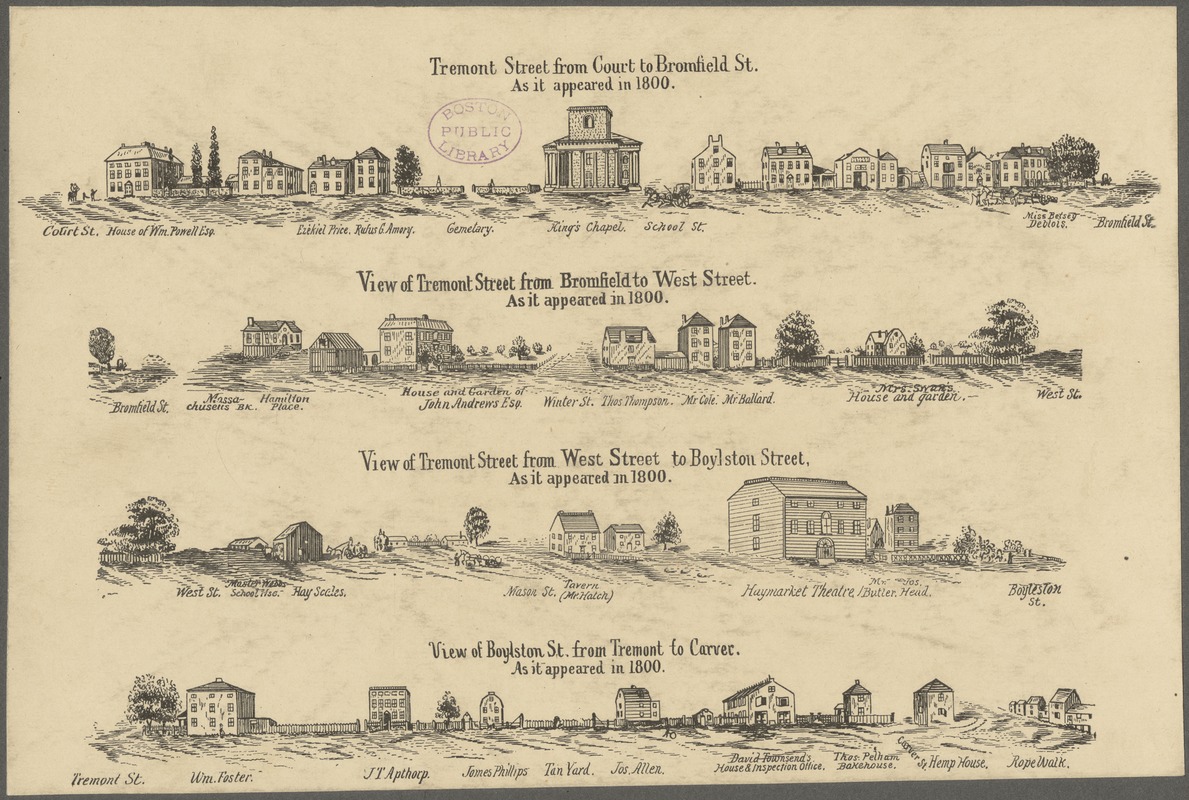 Tremont Street and Boylston Street in 1800