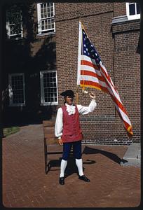 Man in colonial-style costume at Greenfield Village, Dearborn, Michigan