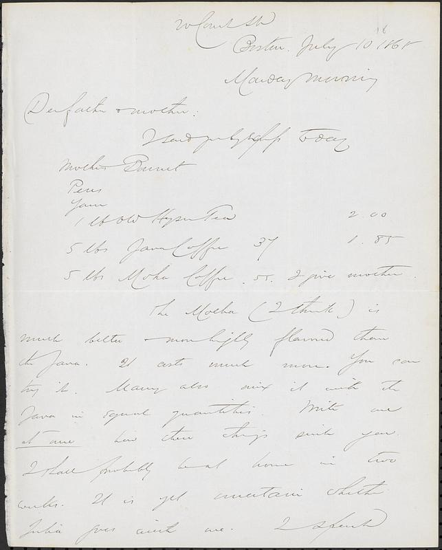 Letter from John D. Long to Zadoc Long and Julia D. Long, July 10, 1865