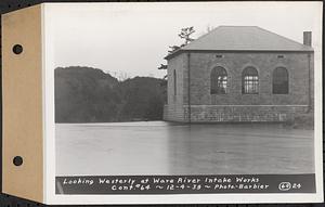 Contract No. 64, Service Buildings at Shafts 1 and 8, Quabbin Aqueduct, West Boylston and Barre, looking westerly at Ware River Intake Works, Barre, Mass., Dec. 4, 1939