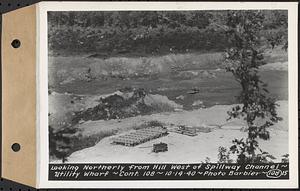 Contract No. 108, Utility Wharves, Quabbin Reservoir, Ware, looking northerly from hill west of spillway channel, Ware, Mass., Oct. 14, 1940