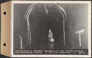 Contract No. 17, West Portion, Wachusett-Coldbrook Tunnel, Rutland, Oakham, Barre, looking east in Quabbin Aqueduct at Sta. 721+36, west of the Ware River Intake, Barre, Mass., Oct. 7, 1937
