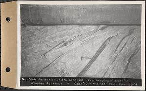 Contract No. 20, Coldbrook-Swift Tunnel, Barre, Hardwick, Greenwich, geologic formation at Sta. 1248+60, east heading of Shaft 12, Quabbin Aqueduct, Hardwick, Mass., Apr. 21, 1933