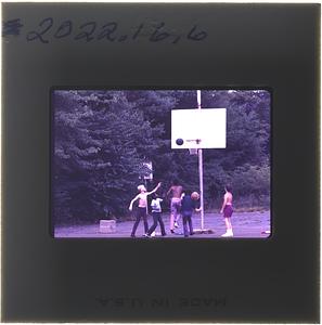 Campers playing basketball at Horizons For Youth Kiddie Kamp