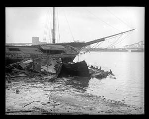 A collection of abandoned or wrecked ships including the Charles Whittemore