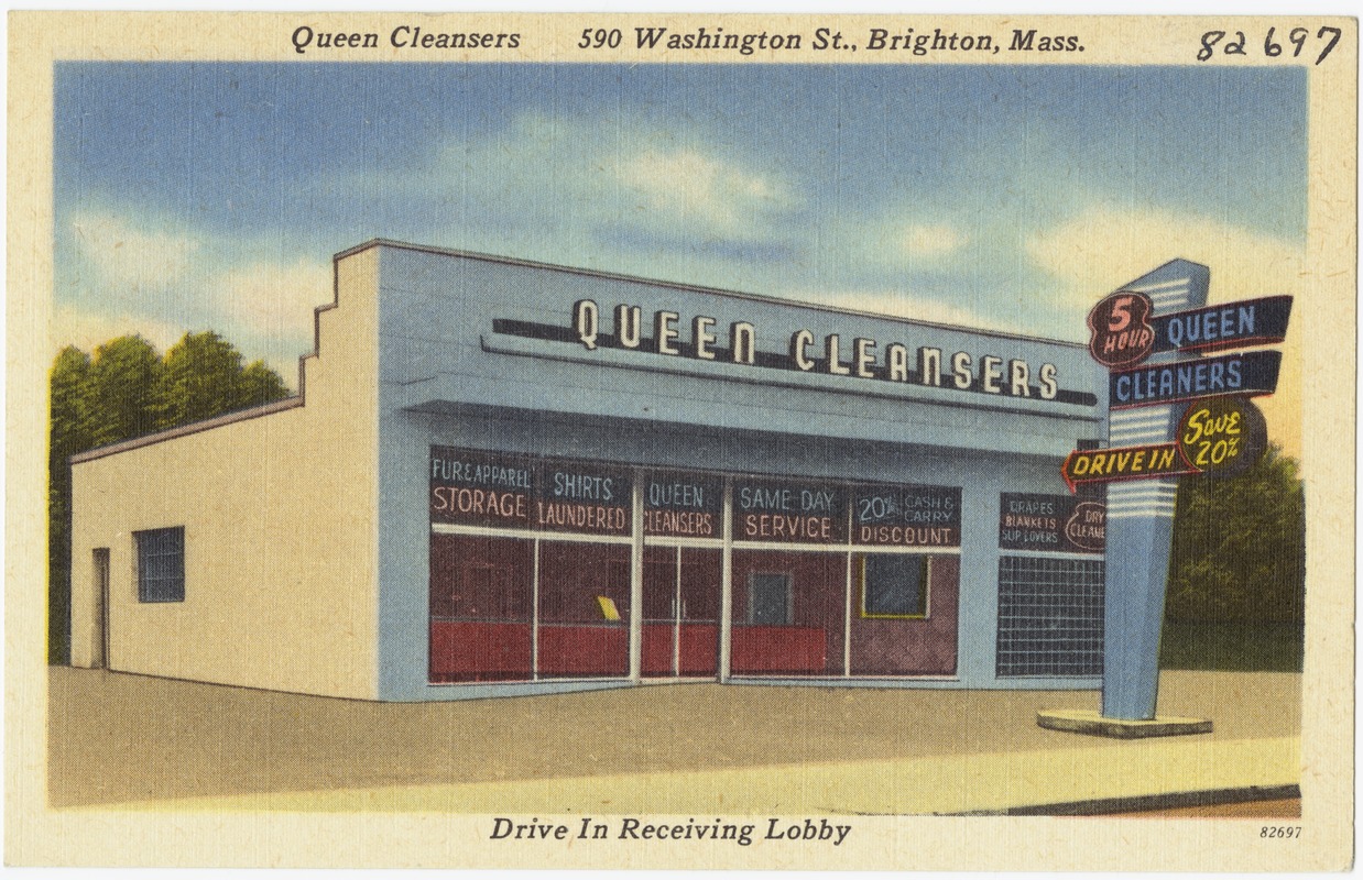 Queen Cleansers, 590 Washington St., Brighton, Mass. Drive In Receiving Lobby.