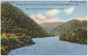 French Broad River in the heart of the Blue Ridge Mountains near North Carolina and Tennessee state line