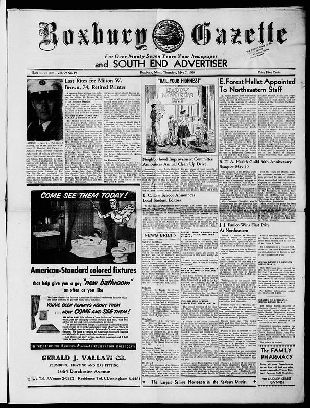 Roxbury Gazette And South End Advertiser. May 07, 1959 - Digital ...