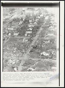 Path of Destruction--A tornado slashed into Inverness, Miss., Sunday, killing at least 13 persons and causing immense property damage. Aerial view shows flattened business district of town. Twisters also hit other parts of Mississippi, killing more than 60 persons.