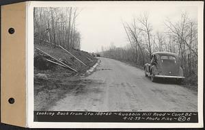 Contract No. 82, Constructing Quabbin Hill Road, Ware, looking back from Sta. 188+60, Ware, Mass., Apr. 12, 1939