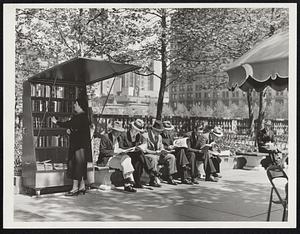 The Open-Air Library Opens. Bryan Park again offers a ration of literature with the opening May 17 of the open-air library conducted by the Park Department and the extension division of the Public Library. The library was first opened in 1935 as a result of the success of libraries installed in the parks of Madrid and on Boston Common.