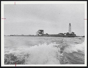 New England Landmark--Boston Light, framed against the ocean sky, presents a picture which has been seen by sailors for 200 years
