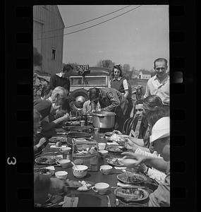 Outdoor meal on a farm