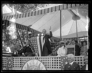Calvin Coolidge giving a speech