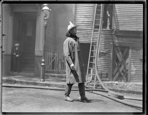 Fire Chief Henry A. Fox at two alarm fire in Thompson's Sq., Charlestown