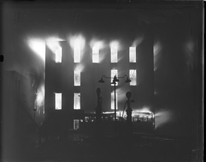 Fall River fire at night